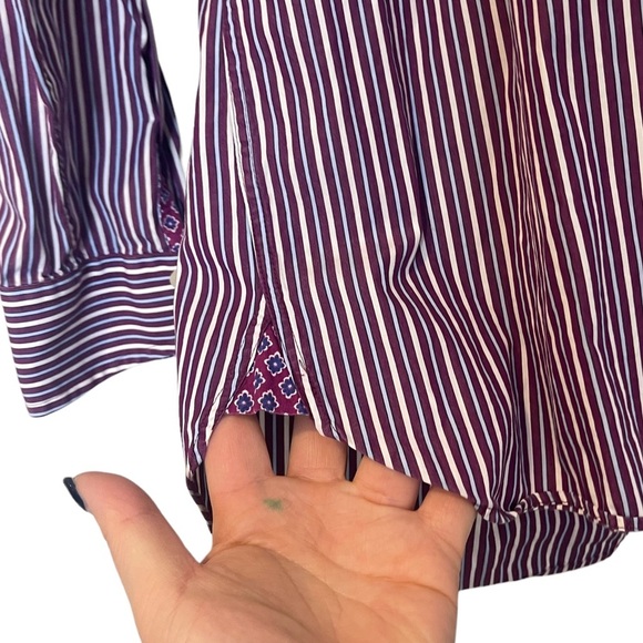 Ted Baker Endurance Ted’s Classic Fit Striped Floral Button Up Shirt Size 2 - Picture 6 of 15